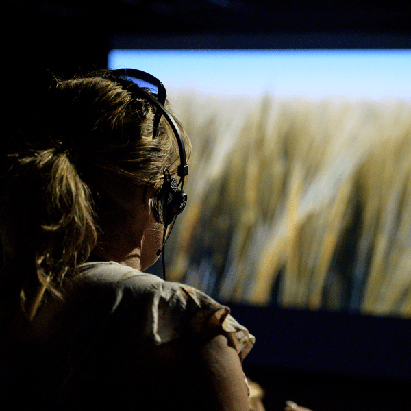 a person standing in front of a television